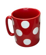 Mad Dot Company Coffee Mug Ceramic Red &amp; White Polka Dots Drinkware with... - $24.18