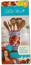 NEW Pioneer Woman Heritage Floral 6-Piece Utensil Crock w/ 5 Wood Tools HTF - $27.71