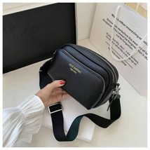 Small Women Messenger Bag With Wide Strap Black White Square Lady Cross ... - $52.65