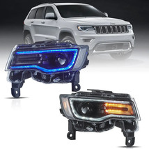 VLAND 14-22 Jeep Grand Cherokee WK2 Headlights Startup Animation Blue DRL LHD - £393.55 GBP