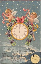 Cherubs &amp; CLOCK~1900s A Happy New Year Postcard - £7.76 GBP