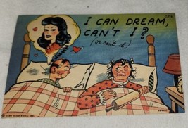 I Can Dream Cant I Funny Postcard Sleeping Man Angry Wife Abuse Rolling Pin - £12.50 GBP