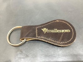 Vintage Promo Keyring VERSAILLES FORD Brown Leather Keychain Ancien Porte-Clés - £6.09 GBP