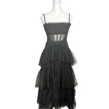 Betsy Adam Black Tulle Corset Dress Tiered Ruffle Party Cocktail Evening... - $76.40 CAD