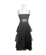 Betsy Adam Black Tulle Corset Dress Tiered Ruffle Party Cocktail Evening... - $55.99