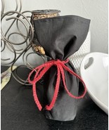 Wine Bottle Reusable Gift Bag Cover Solid Black Fabric Lined - $7.45 CAD