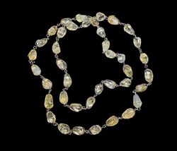 Vintage Sterling Silver Yellow Quartz Nugget Necklace 42” Artisan Opera - $494.95