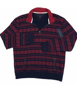NEW Tommy Hilfiger Zipper Neck Cardigan Sweatshirt! Navy &amp; Red Geometric... - $108.04 CAD