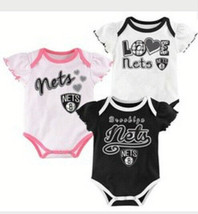 Brooklyn Nets Baby Girls 3 Pack Bodysuit Set 3-6 Months NWT NBA Toddler Newborn - £10.94 GBP