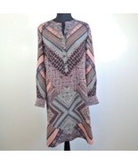 Antonio Melani Scarf Geometric Print Shift Dress Knee Length Long Sleeve... - $14.46