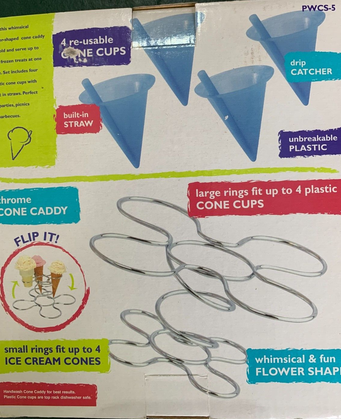 Cone Caddy Set Includes 4 Plastic Cone Cups & Holder Progressive Int’l Corp New - $10.88