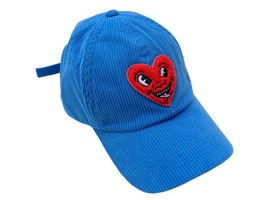 Tommy Hilfiger x Keith Haring Unisex Blue Corduroy Red Heart Baseball Hat Cap - £33.24 GBP