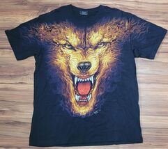 Glow In The Dark Flaming Wolf Shirt Men XL - $25.64