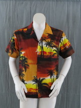 Vintage Hawaiian Aloha Shirt - Sunset Pattern by Shoreline - Men&#39;s Medium - £43.86 GBP