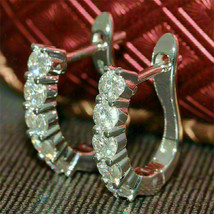 Round Cut 1.50Ct Simulated Diamond Huggie Hoop Earrings in Solid 14k Whi... - £200.17 GBP