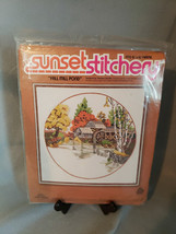 Sunset Stitchery Embroidery Kits Vintage Fall Mill Pond 16 x 16 3D Desig... - £17.59 GBP