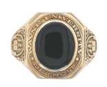 10k Gold Men&#39;s Class Ring c.1940s w/ Genuine Natural Black Onyx Size 10.... - $628.65