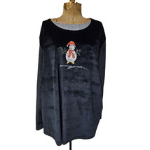 Coconut Bay Sweater Womens 2X Black Velour Snowman Plus Size Soft Pullover - £14.24 GBP