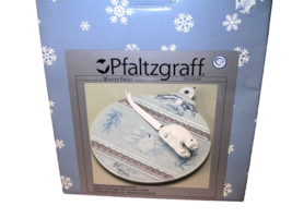 Pfaltzgraff Winter Frost Ornament Shaped Cheese Tray w/Sculpted Stainless Slicer - £9.37 GBP