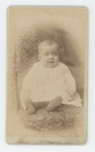 Antique CDV c1870s Adorable Little Baby in White Dress Sitting in Chair Ward - £7.46 GBP