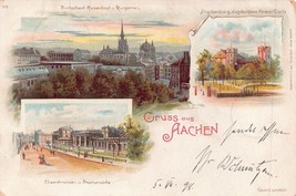 GRUSS aus AACHEN GERMANY-FRANKENBURG KAISER GOALS-BURTSCHEID~1898 POSTCARD - £11.36 GBP