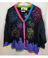 HSN Handknits Storybook Knits Cardigan Sweater Womens 2X Fireworks Color... - $952.02 MXN