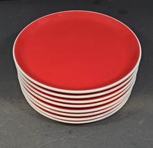 Set of 8, Oneida Color Burst Very Cherry Red Stoneware 7 3/4&quot; Bread/Sala... - £43.38 GBP