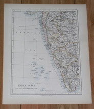 1904 ORIGINAL ANTIQUE MAP OF INDIA /  ANDRA PRADESH MADRAS / GOA MUMBAI ... - $26.53