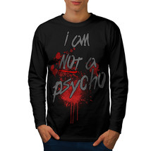 Psycho Halloween Horror Tee Crazy Slogan Men Long Sleeve T-shirt - £11.80 GBP