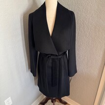 Cole Haan Signature Slick Wool Blend Wrap Shawl Collar Coat, Black, Size... - $2,965.31 MXN