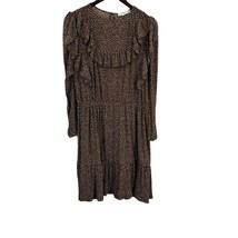 MNG Dot Print Ruffle Long Sleeve Dress Size 12 New - $26.33