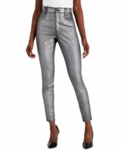 $90 Inc International Concepts Petite Metallic Coated Skinny Jeans Gray Size 2 P - £36.97 GBP