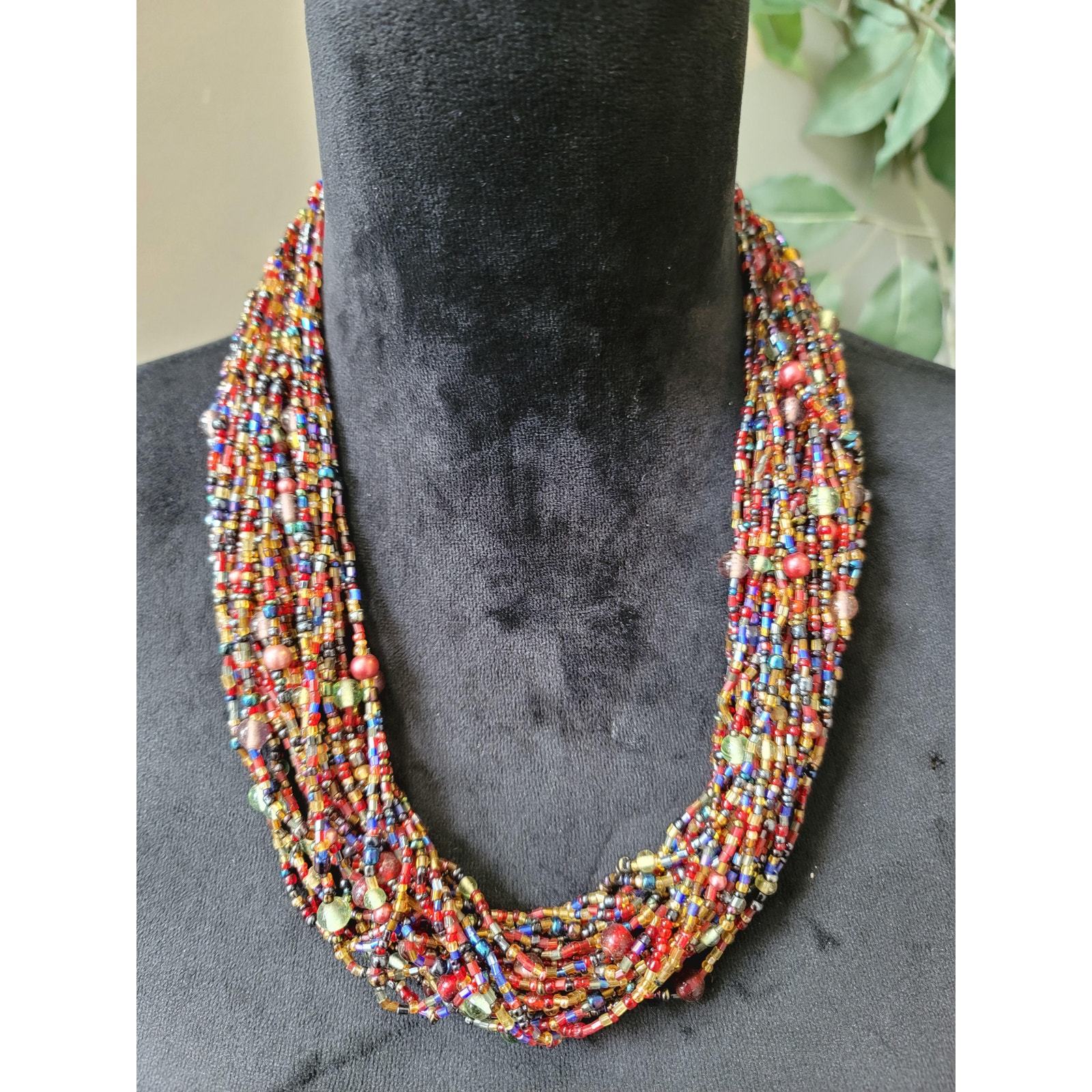 Women's Talbots Multicolor Beaded Statement Necklace Lobster Clasp Item image 5