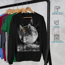 Wellcoda Wolf Cosmos Moon Space Mens Sweatshirt, Cosmos Casual Pullover Jumper - £24.17 GBP+