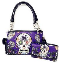 Texas West Women&#39;s Embroidered Flora Sugar Skull Purse Handbag and Clutch Wallet - £49.84 GBP