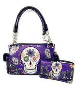 Texas West Women&#39;s Embroidered Flora Sugar Skull Purse Handbag and Clutc... - $62.36