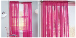 Elegance (2) Curtains Drapes Set 84&quot; Long Rod Pocket Solid - Hot Pink - P02 - £24.77 GBP