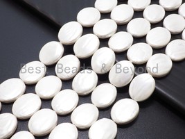 Quality Plated Oval Shape White Mother of Pearl Beads, Flat Oval White P... - £15.89 GBP