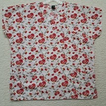 I Love Lucy Scrub Top White Red Hearts Cartoon Medical Size M Valentines - £10.80 GBP