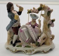 Vintage Victorian Man and Woman Lady on Swing Porcelain Figurine - £15.80 GBP