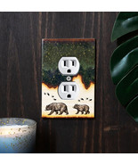 Pack of 2 Rustic Forest Bear Mother And Cub Double Receptacle Wall Outle... - €21,25 EUR