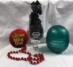 Captain Morgan Parrot Bay Rum Hurricane Glass Mardi Gras Necklace Coconut Cup - £27.65 GBP