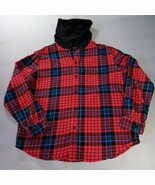 Edgar + Ash Button Up Long Sleeve Hoodie Shirt Jacket Mens Size L Red Plaid - $300.17 MXN
