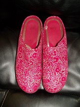GAP RED FLORAL PRINT UPPER LEATHER CLOG SHOES SIZE 6 WOMEN&#39;S EUC - £17.80 GBP