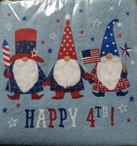 Gnome Patriotic 4th of July beverage napkins, 40 ct, summer, red,white,b... - £6.73 GBP