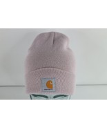 Vtg Y2K Carhartt Spell Out Box Logo Knit Winter Beanie Hat Light Purple ... - $54.22 CAD