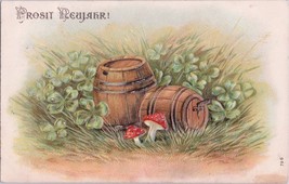 ZAYIX Prosit Neujahr! New Year Cheers 1911 Kegs Red Mushrooms Shamrocks Embossed - £15.60 GBP