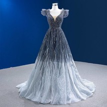 Beautiful  Perfect Long Wedding Bridesmaid Dress Organza A-Line O-Neck Evening D - £361.75 GBP+