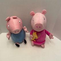 Lot 2 Peppa Pig Sleep/Oink &amp; brother George Giggle Plush Stuffed Animal Toy Talk - £19.65 GBP