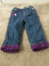 1 Pc Wonder Kids Baby Girls Blue Jeans Fleece Lined Zip Button Size 18 M... - $26.19